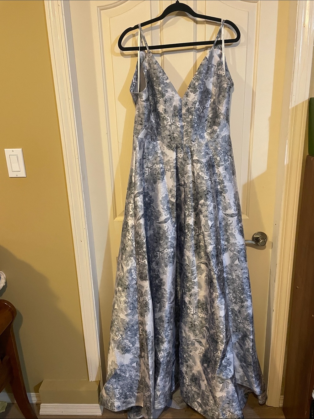 Calvin Klein Silver Gray Floral Maxi Dress